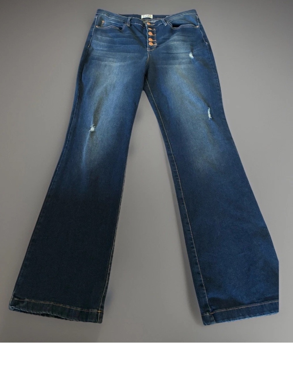 Nicole Miller Dark Blue Bootcut Jeans with Button Fly